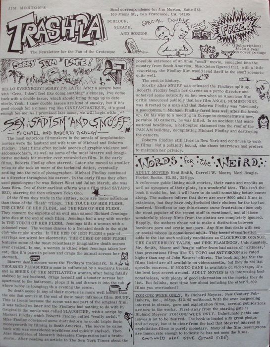 TRASHOLA magazine side cover  Vol 2 # 14  