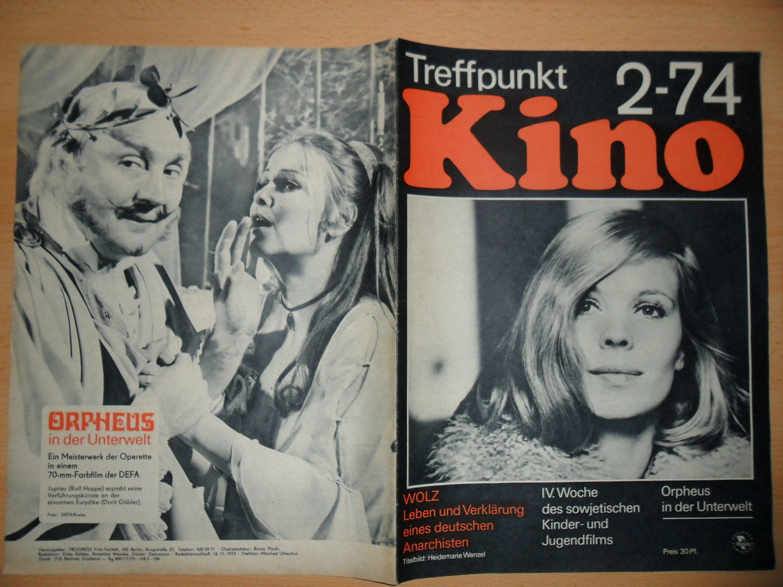 TREFFPUNKT KINO (DDR) magazine side cover Issue 2  1974