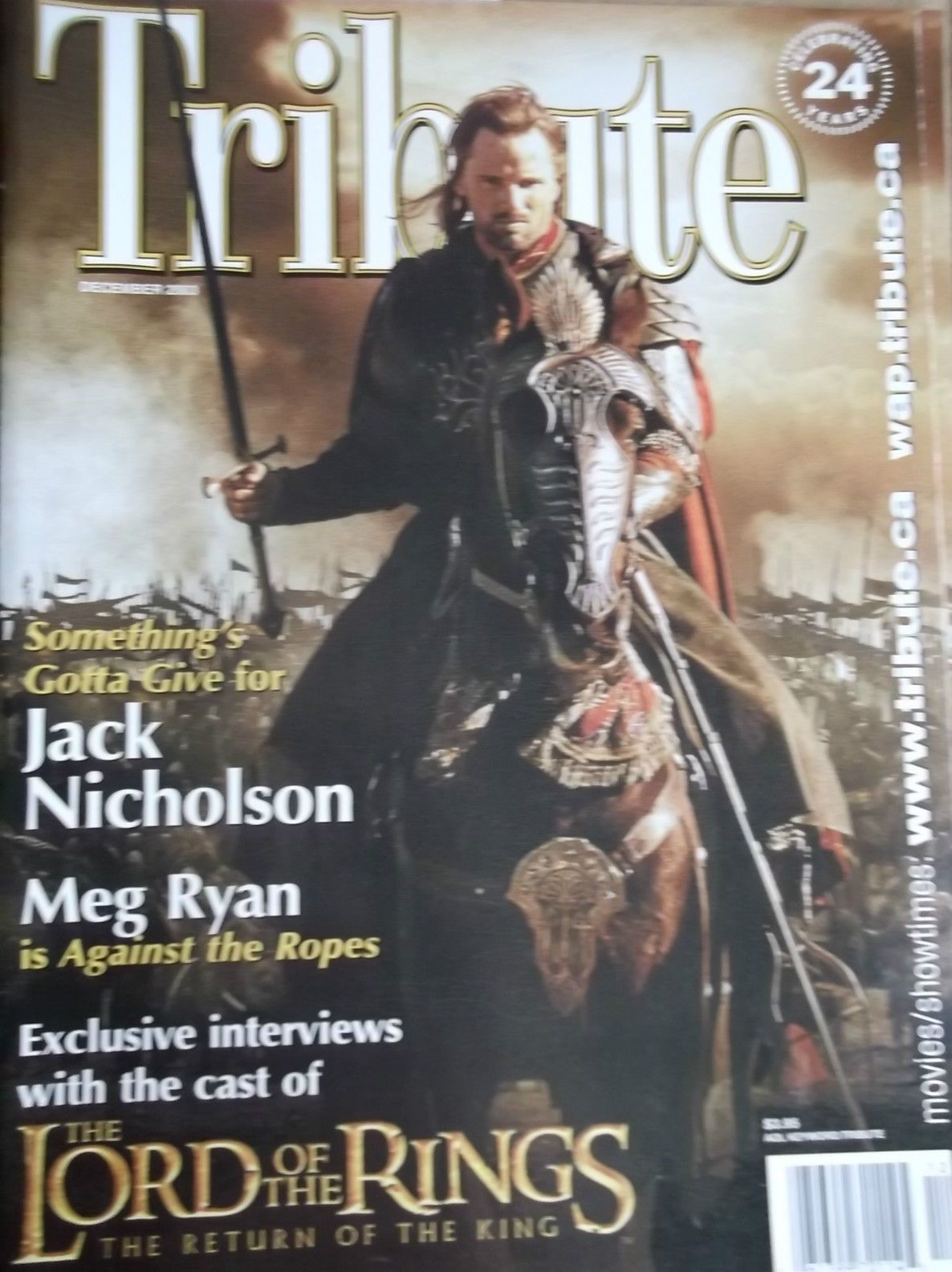 TRIBUTE magazine side cover December 2003