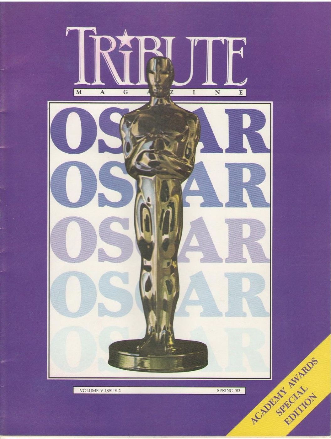 TRIBUTE magazine side cover  Vol 5 No 2 Spring 1983