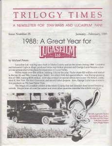 TRILOGY TIMES magazine side cover Issue 25 January/February 1989