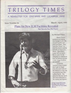 TRILOGY TIMES magazine side cover Issue 26 March/April 1989