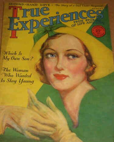 TRUE EXPERIENCES magazine side cover August 1931