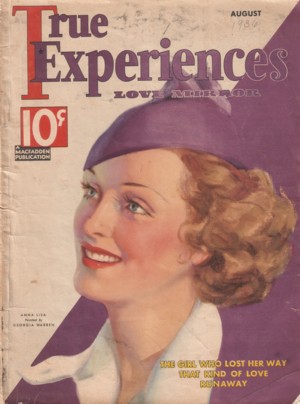 TRUE EXPERIENCES magazine side cover August 1936