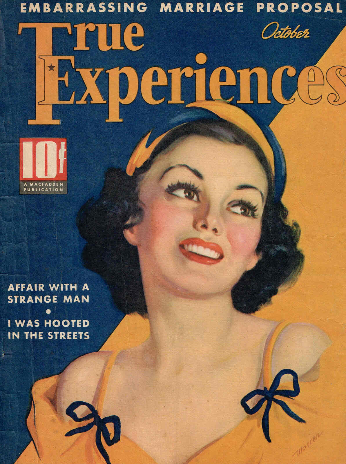 TRUE EXPERIENCES magazine side cover October 1937