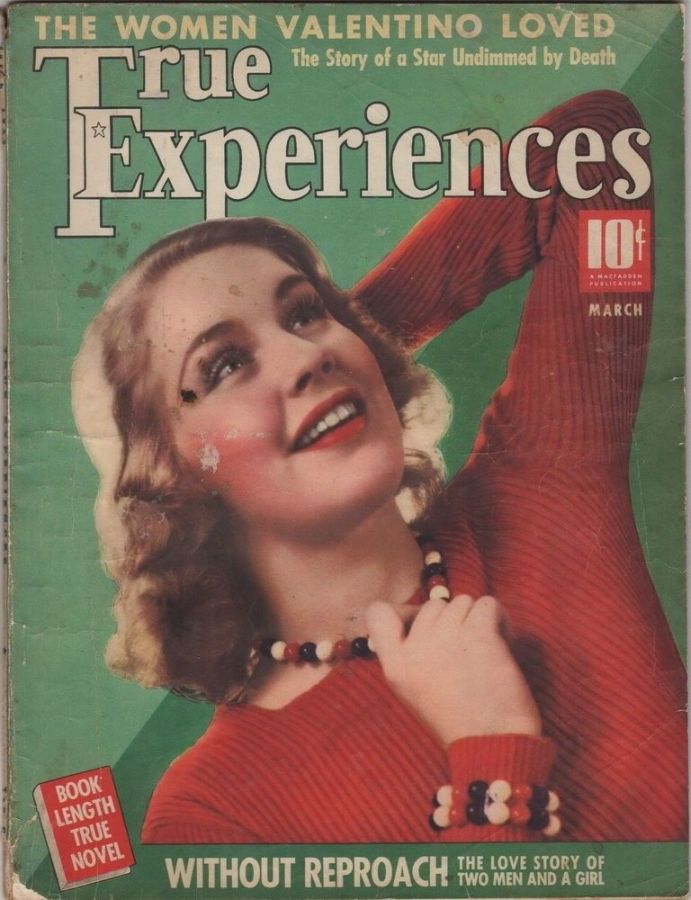 TRUE EXPERIENCES magazine side cover March 1939