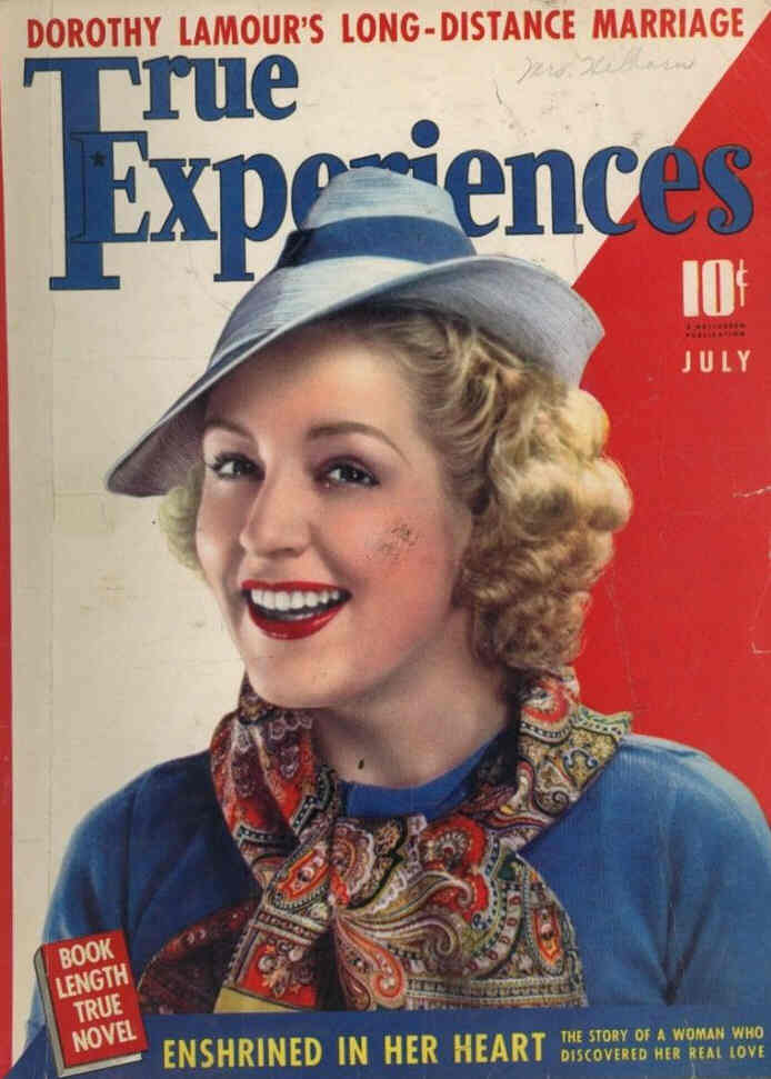 TRUE EXPERIENCES magazine side cover July 1939