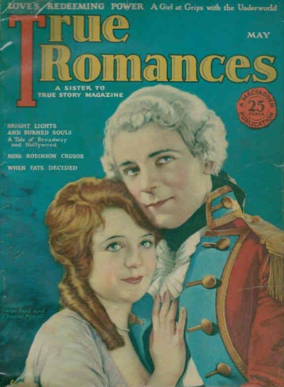 TRUE ROMANCES magazine side cover May 1926