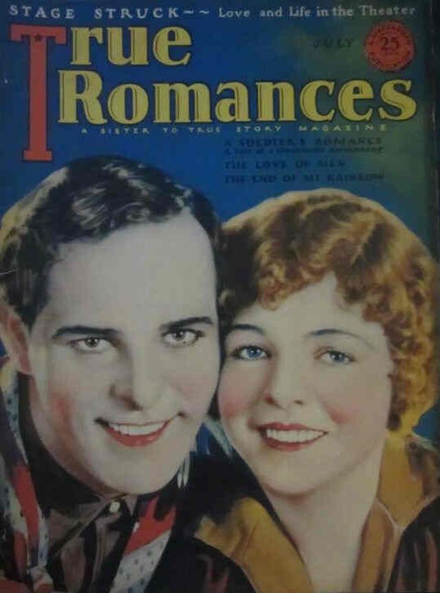 TRUE ROMANCES magazine side cover July 1926