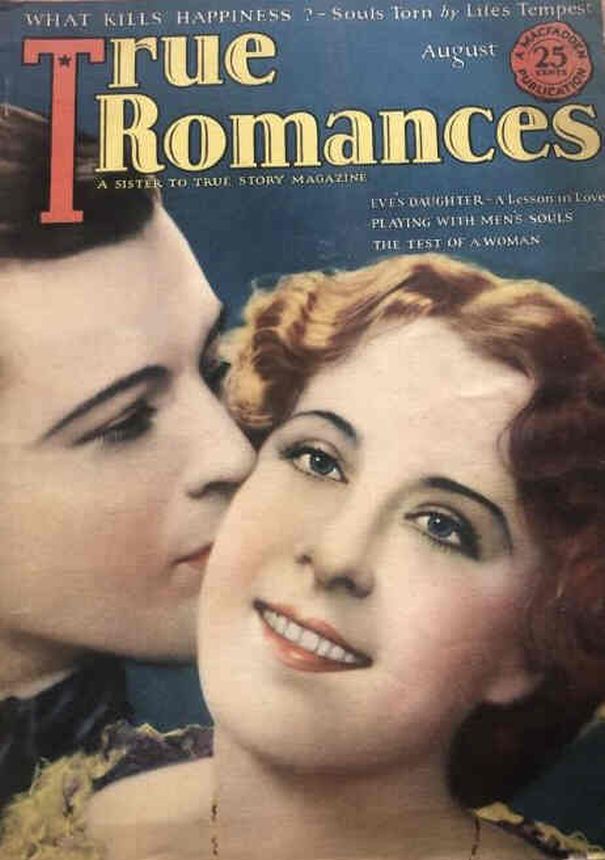 TRUE ROMANCES magazine side cover August 1927
