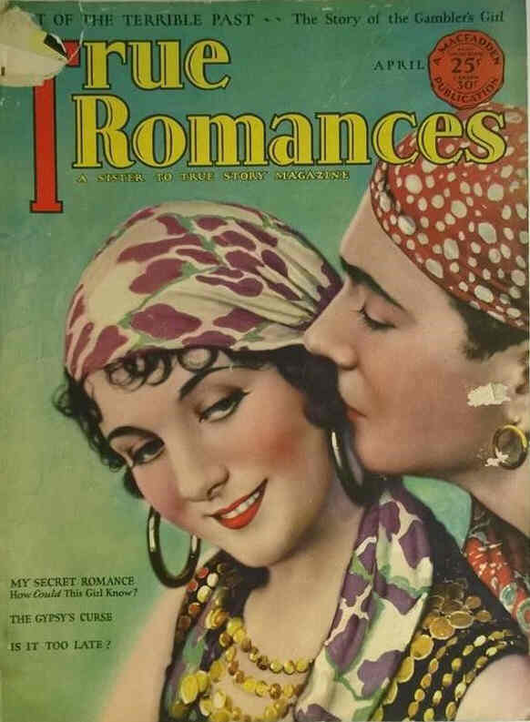 TRUE ROMANCES magazine side cover April 1928