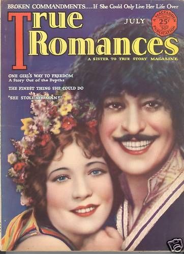 TRUE ROMANCES magazine side cover July 1928