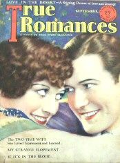 TRUE ROMANCES magazine side cover September 1928