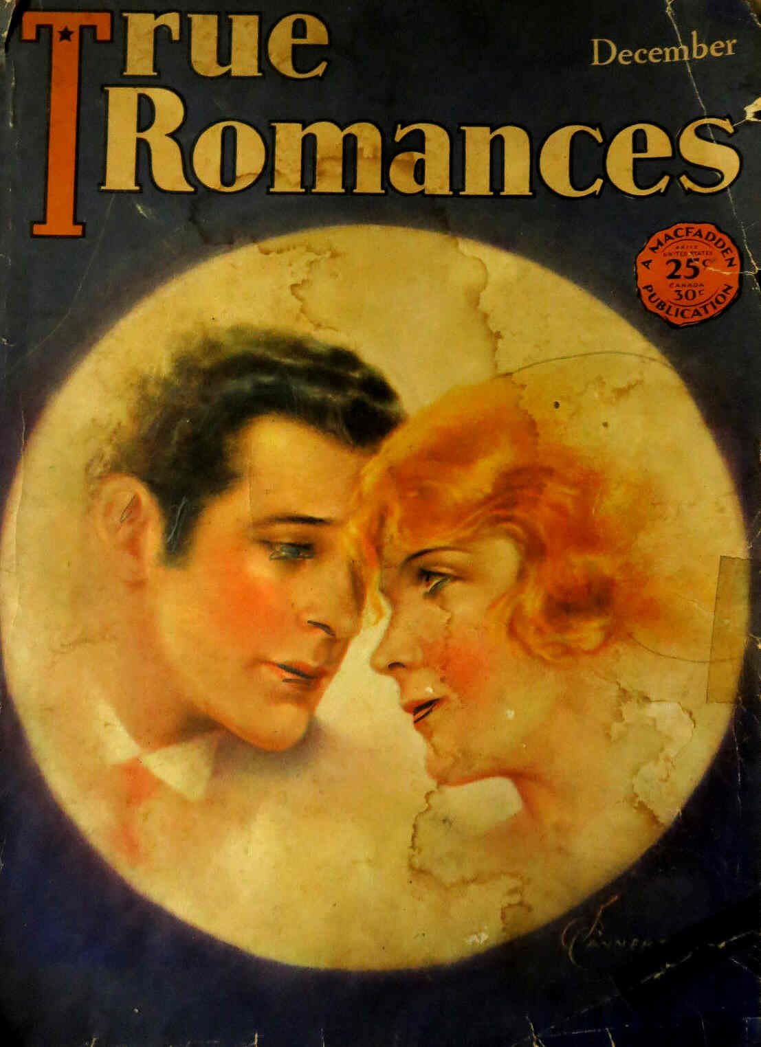 TRUE ROMANCES magazine side cover December 1929