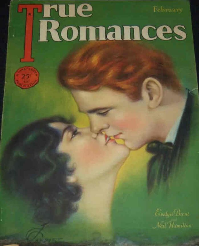 TRUE ROMANCES magazine side cover February 1930