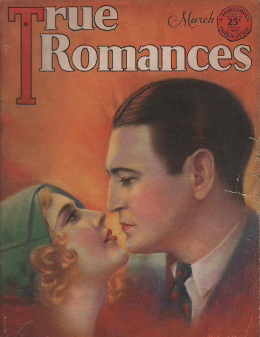 TRUE ROMANCES magazine side cover March 1930