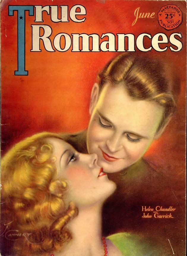 TRUE ROMANCES magazine side cover June 1930