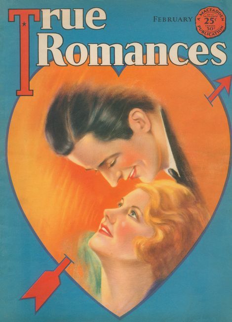 TRUE ROMANCES magazine side cover February 1931