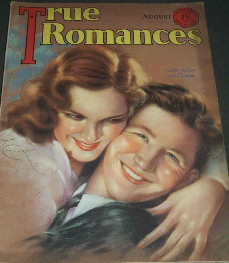 TRUE ROMANCES magazine side cover August 1931