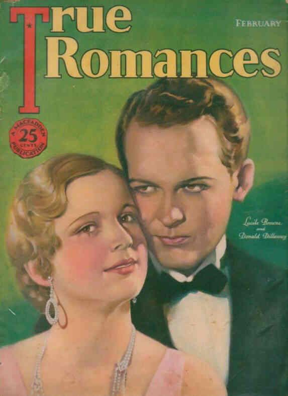 TRUE ROMANCES magazine side cover February 1932