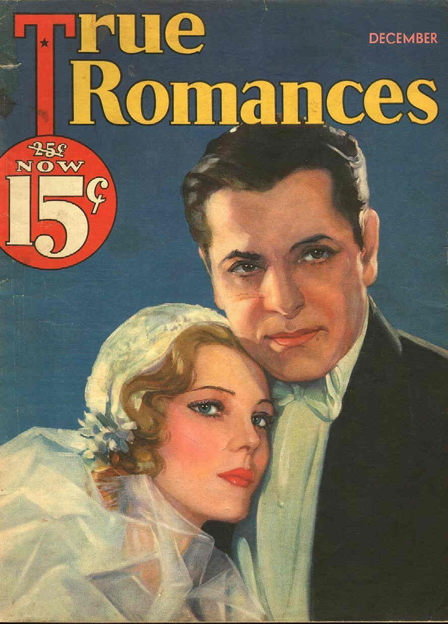 TRUE ROMANCES magazine side cover December 1932