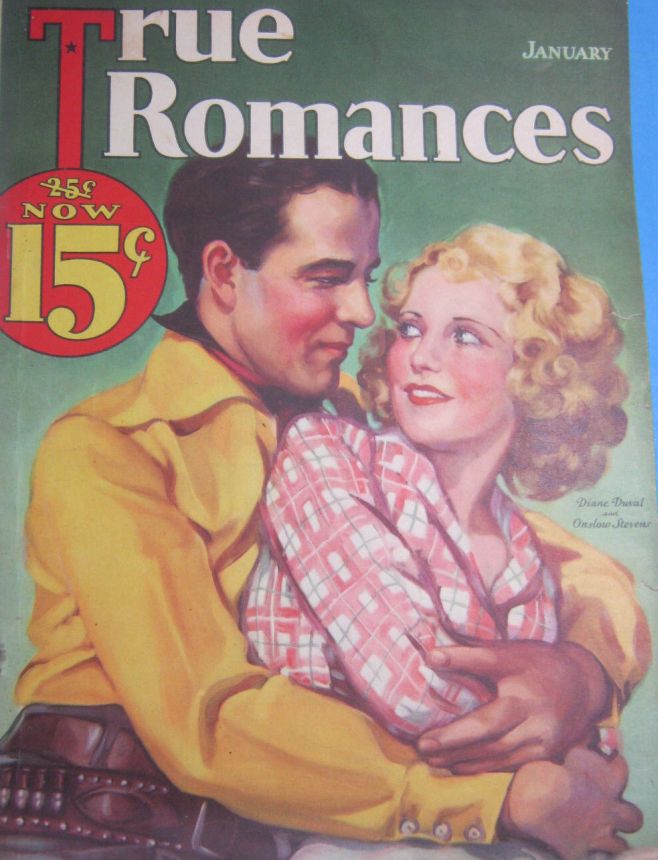 TRUE ROMANCES magazine side cover January 1933