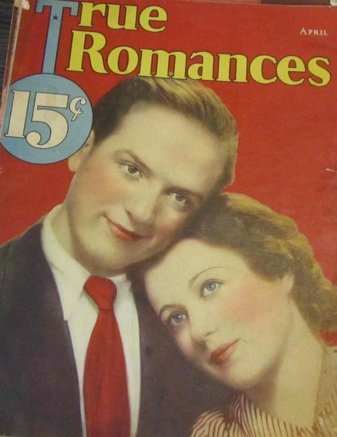 TRUE ROMANCES magazine side cover April 1933