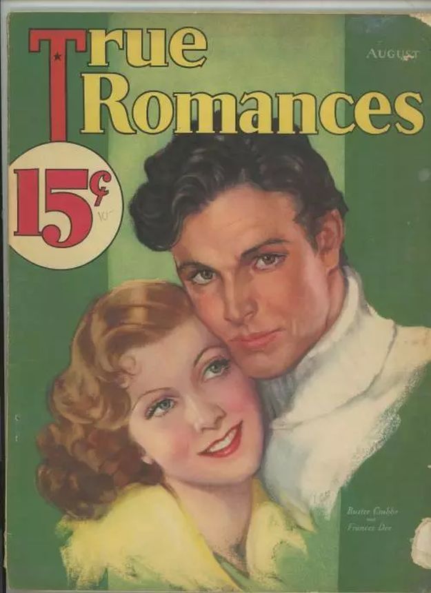 TRUE ROMANCES magazine side cover August 1933