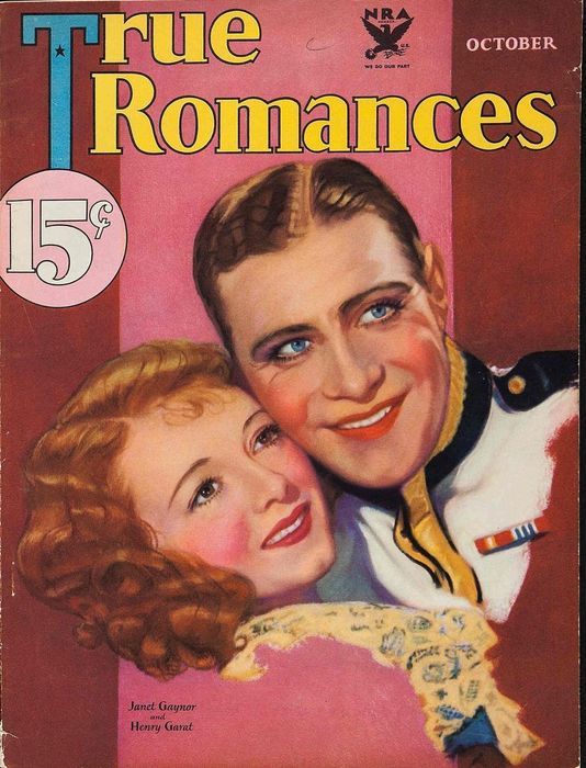 TRUE ROMANCES magazine side cover October 1933