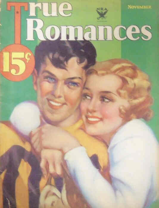 TRUE ROMANCES magazine side cover November 1933