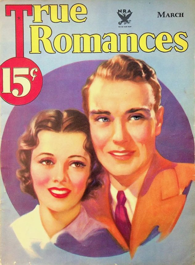 TRUE ROMANCES magazine side cover March 1934