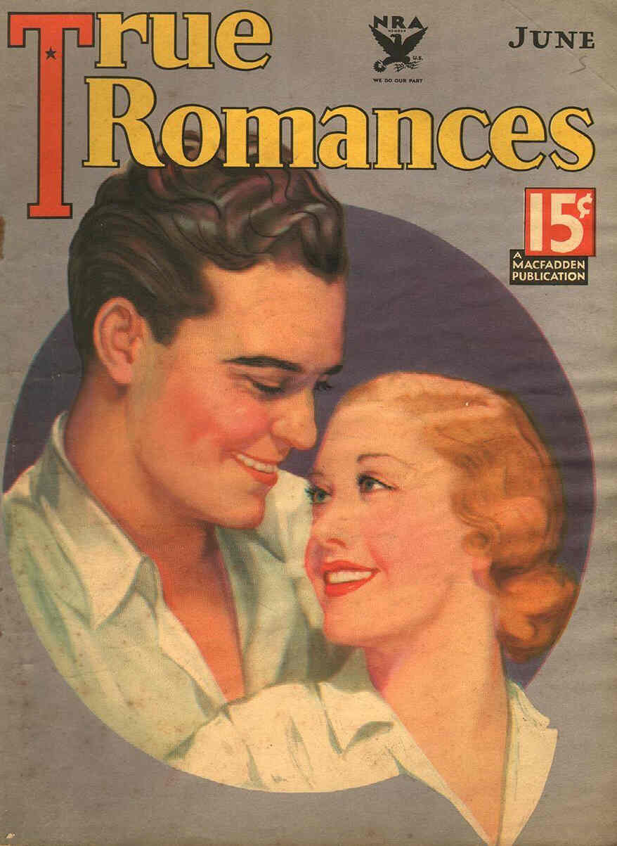 TRUE ROMANCES magazine side cover June 1934