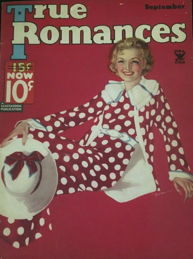 TRUE ROMANCES magazine side cover September 1934