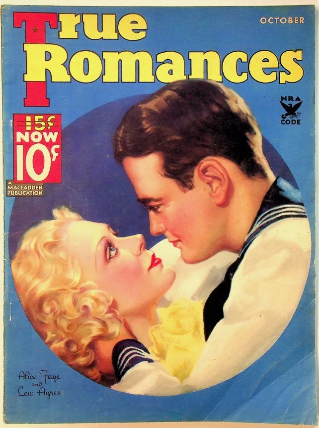 TRUE ROMANCES magazine side cover October 1934