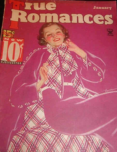 TRUE ROMANCES magazine side cover January 1935