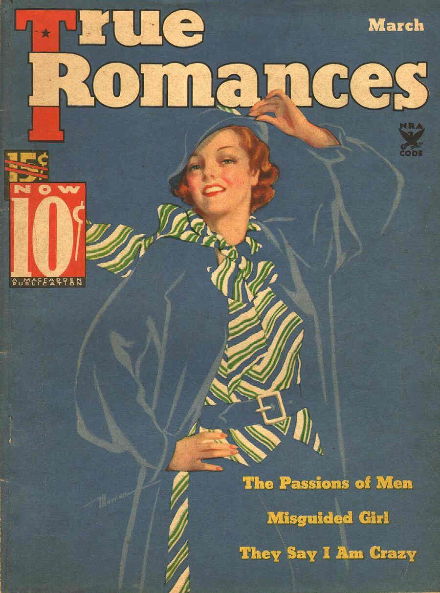 TRUE ROMANCES magazine side cover March 1935
