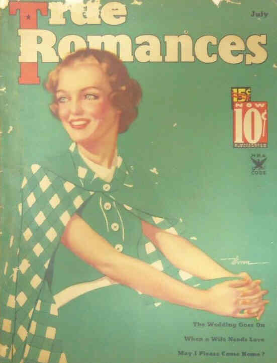 TRUE ROMANCES magazine side cover July 1935