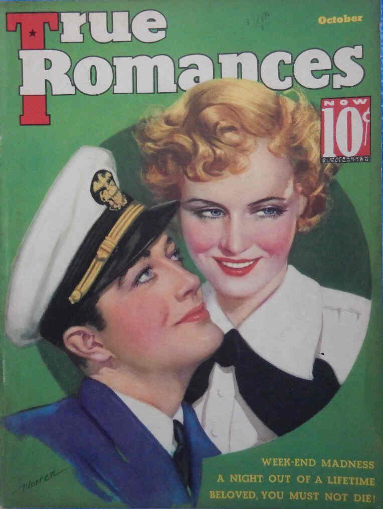TRUE ROMANCES magazine side cover October 1935