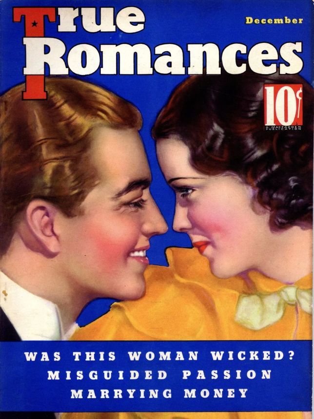 TRUE ROMANCES magazine side cover December 1935