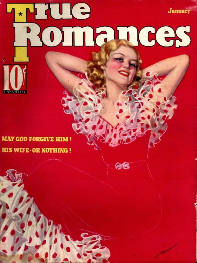 TRUE ROMANCES magazine side cover January 1936