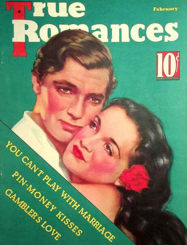 TRUE ROMANCES magazine side cover February 1936