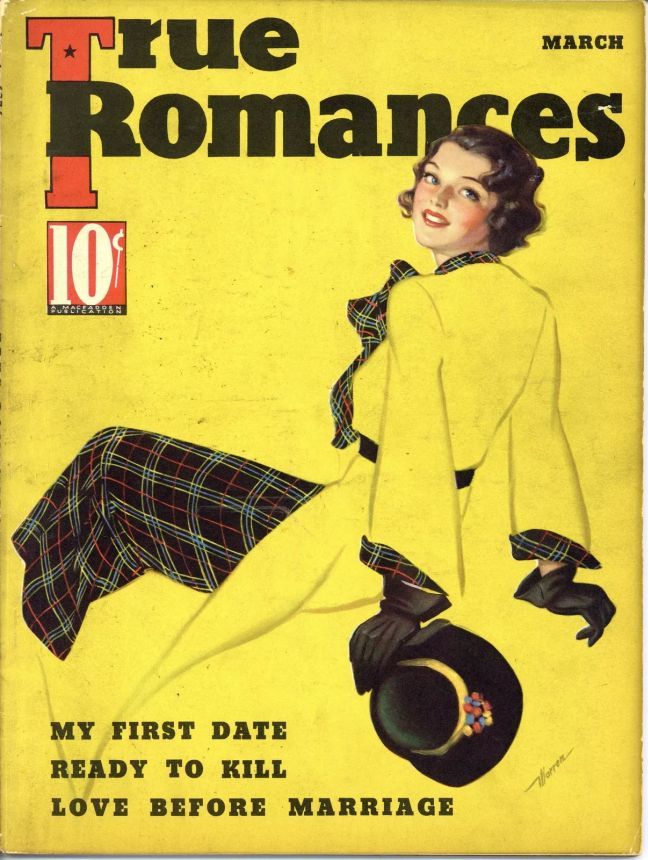 TRUE ROMANCES magazine side cover March 1936