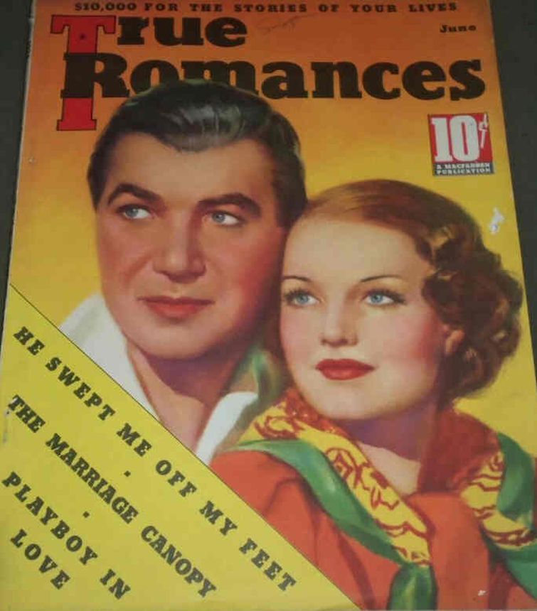 TRUE ROMANCES magazine side cover June 1936