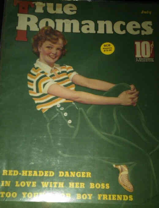 TRUE ROMANCES magazine side cover July 1936