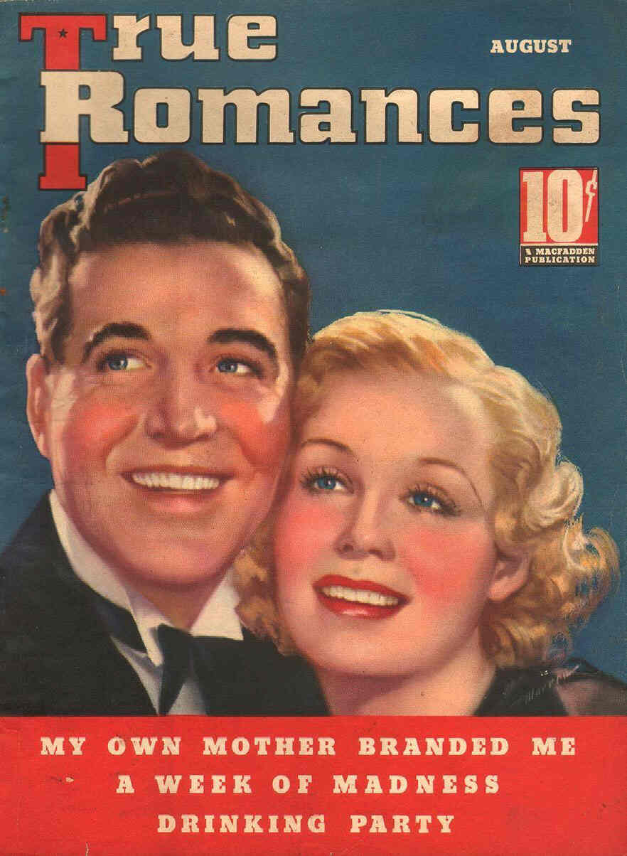 TRUE ROMANCES magazine side cover August 1936