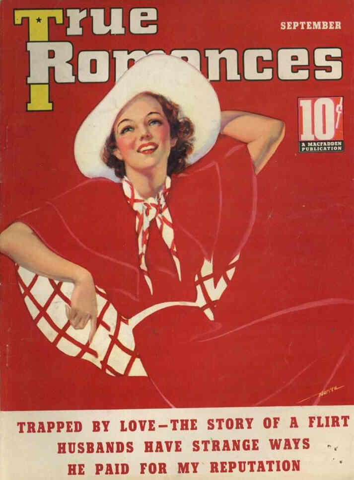 TRUE ROMANCES magazine side cover September 1936