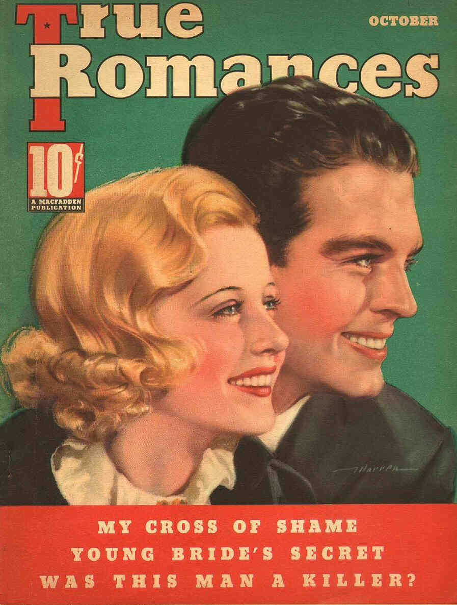 TRUE ROMANCES magazine side cover October 1936
