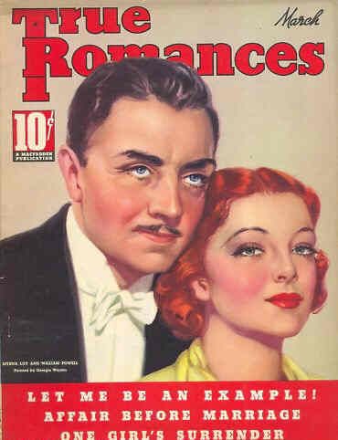 TRUE ROMANCES magazine side cover March 1937