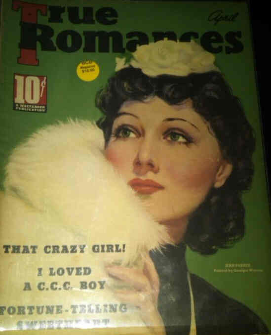 TRUE ROMANCES magazine side cover April 1937