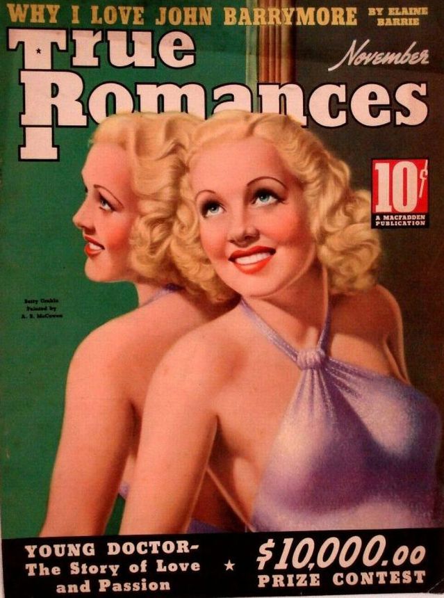TRUE ROMANCES magazine side cover November 1937